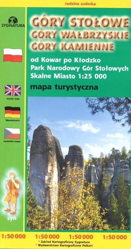 Mapa tur. Góry Stołowe, Wałbrzyskie, Kamienne