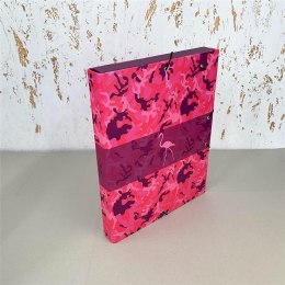 Teczka Box A4 na gumkę Kamuflaż różowy