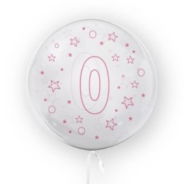 Balon 45cm Gwiazdki cyfra 0 różowy TUBAN