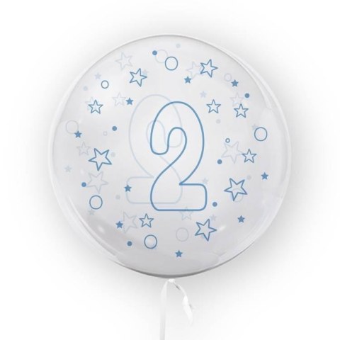 Balon 45cm Gwiazdki cyfra 2 niebieski TUBAN