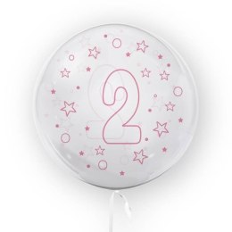 Balon 45cm Gwiazdki cyfra 2 różowy TUBAN