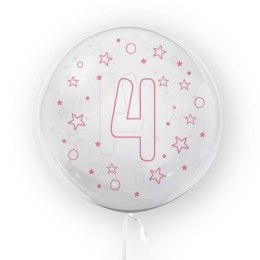 Balon 45cm Gwiazdki cyfra 4 różowy TUBAN