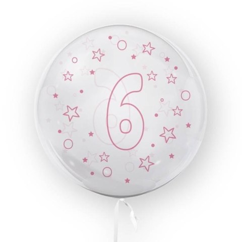Balon 45cm Gwiazdki cyfra 6 różowy TUBAN