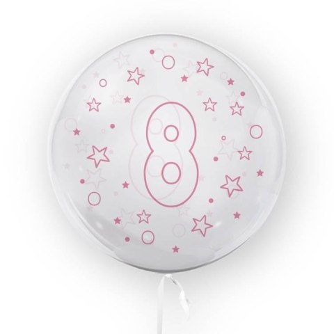 Balon 45cm Gwiazdki cyfra 8 różowy TUBAN