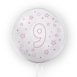 Balon 45cm Gwiazdki cyfra 9 różowy TUBAN