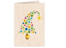 Karnet drewniany C6 + koperta Święta Choinka