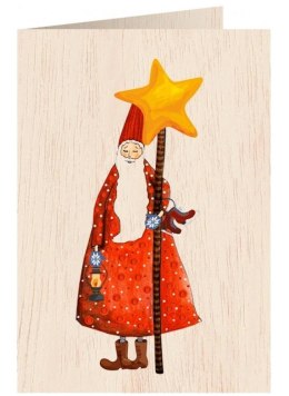 Karnet drewniany C6 + koperta Święta Mikołaj