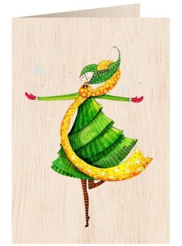 Karnet drewniany C6 + koperta Święta Tańcząca