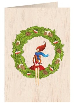Karnet drewniany C6 + koperta Święta Wieniec