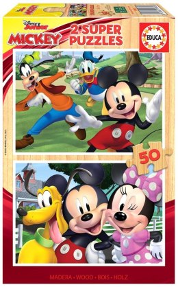 Puzzle 2x50 Myszka Miki i przyjaciele (drewniane)