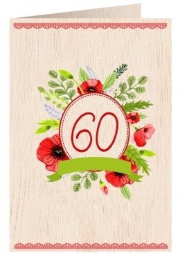 Karnet drewniany C6 + koperta Urodziny 60