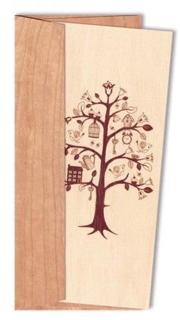 Karnet drewniany DL z drewnianą kopertą Drzewo