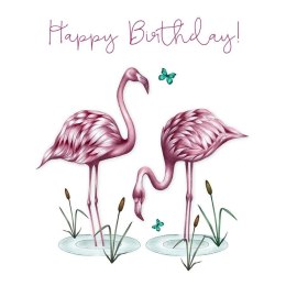 Karnet Swarovski kwadrat CL0302 Urodziny flamingi