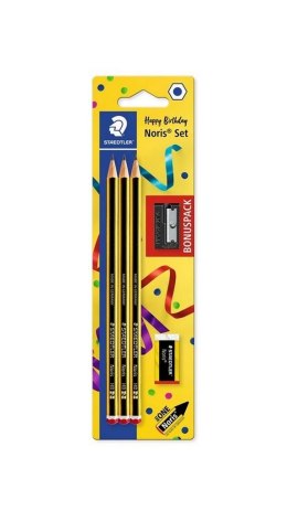 Ołówek Noris 3szt HB + gumka + temperówka