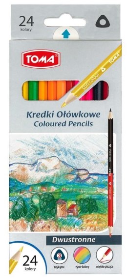 Kredki ołówkowe dwustronne 24 kolory TOMA