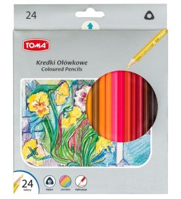 Kredki ołówkowe trójkątne 24 kolory TOMA