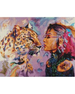 Mozaika diamentowa -Dziewczyna z tygrysicą 40x50cm