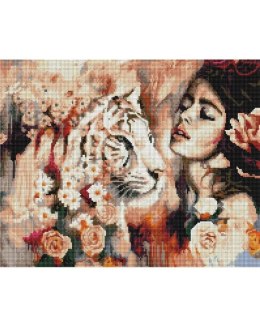 Mozaika diamentowa - Jaśmin z tygrysem 40x50cm