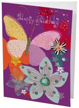 Karnet B6 + koperta Urodziny Motyl i kwiaty