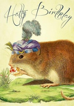 Karnet B6 z kopertą Urodziny Myszka w kapeluszu