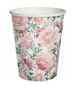 Kubki papierowe eko Piękne róże 250ml 10szt