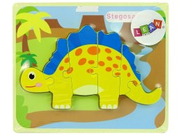 Drewniane puzzle Dinozaur Stegosaurus żółty