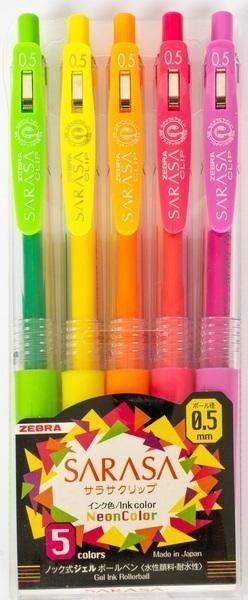 Długopis żelowy Sarasa Clip Neon 0,5mm 5 kolorów