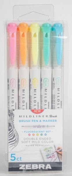 Marker Mildliner Brush Fluorescent 5 kolorów