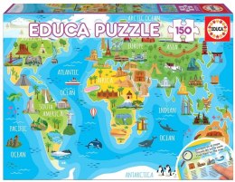 Puzzle 150 Mapa świata dla dzieci (Turystyka) G3