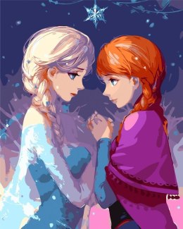 Malowanie po numerach - Elsa i Anna 40x50 rama
