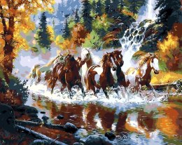 Malowanie po numerach - Konie przez rzekę 40x50cm