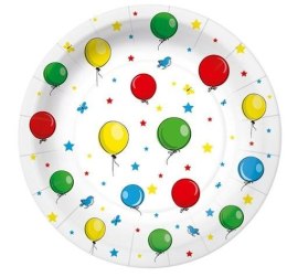 Talerze papierowe okrągłe eko Balony 18cm 10szt