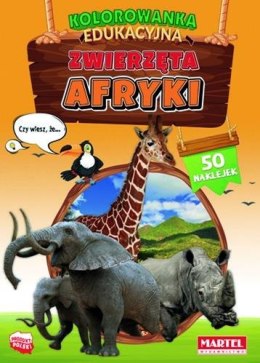 Zwierzęta Afryki z naklejkami. Kolorowanka edu.
