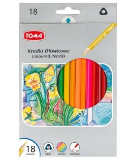 Kredki ołówkowe trójkątne 18 kolorów TOMA