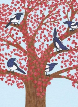 Karnet 17x14cm z kopertą Magpies in a Cherry Tree