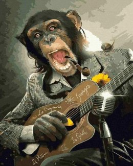 Malowanie po numerach - Małpa z gitarą 40x50 cm