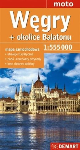 Węgry + okolice Balatonu mapa samochodowa 1:555000