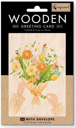 Karnet drewniany C6 + koperta Bukiet kwiatów