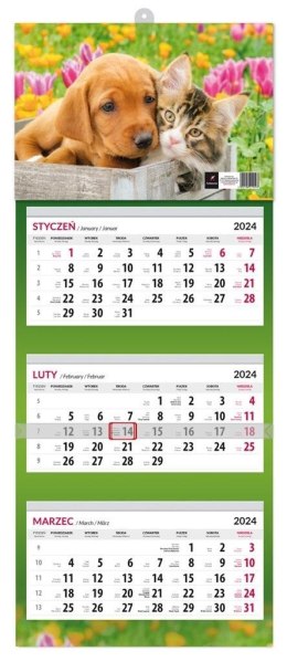 Kalendarz 2024 ścienny trójdzielny LUX MIX