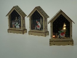 Ozdoba świąteczna drewniana ze światłem MIX
