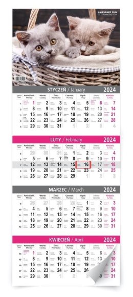 Kalendarz 2024 ścienny czteromiesięczny MIX