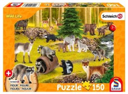 Puzzle 150 Zwierzęta w lesie + figurka Schleich G3
