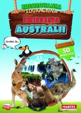 Zwierzęta Australii z naklejkami. Kolorowanka edu