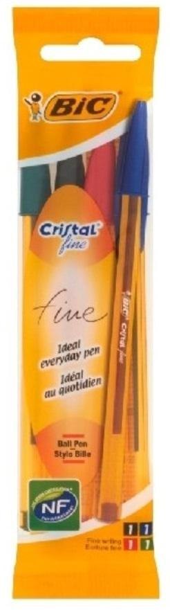 Długopis Cristal Original Fine mix AST Pouch 4szt