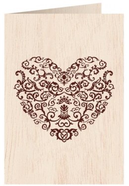 Karnet drewniany C6 + koperta Serce wzory Ślub