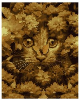 Malowanie po numerach - Mały kot w kwiatach 40x50