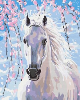 Malowanie po numerach Koń w kwiatach wiśni 40x50cm