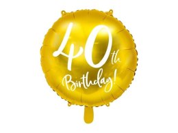 Balon foliowy 40th Birthday 45cm złoty