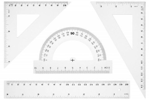 Zestaw geometryczny linijka 20cm BL001-BK