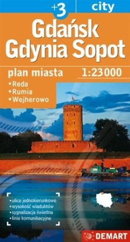 Gdańsk, Gdynia, Sopot plus 3 - plan miasta Demart